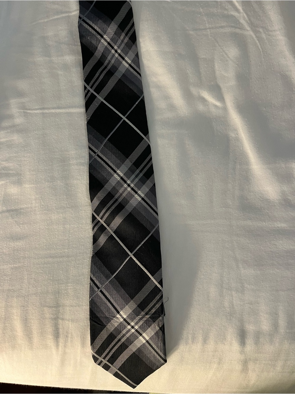 Classic Black and Gray Plaid Men's Tie